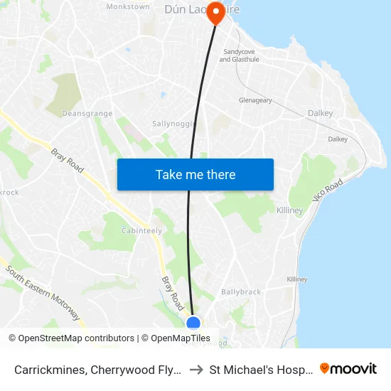 Carrickmines, Cherrywood Flyover to St Michael's Hospital map