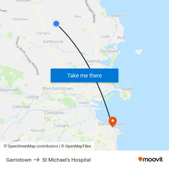 Garristown to St Michael's Hospital map