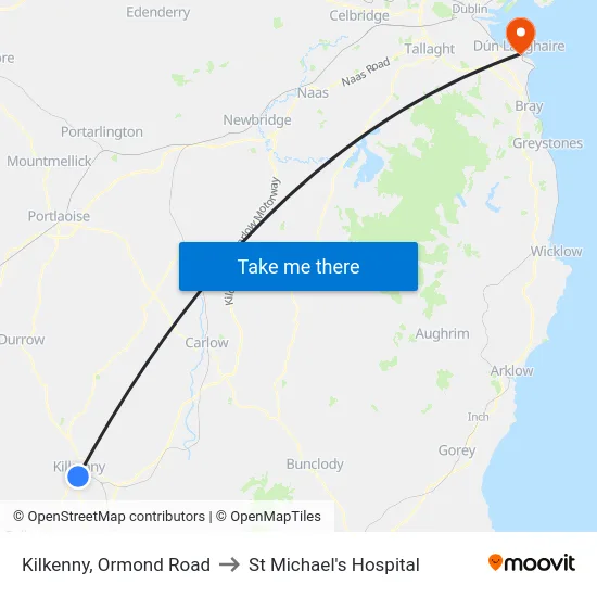 Kilkenny, Ormond Road to St Michael's Hospital map