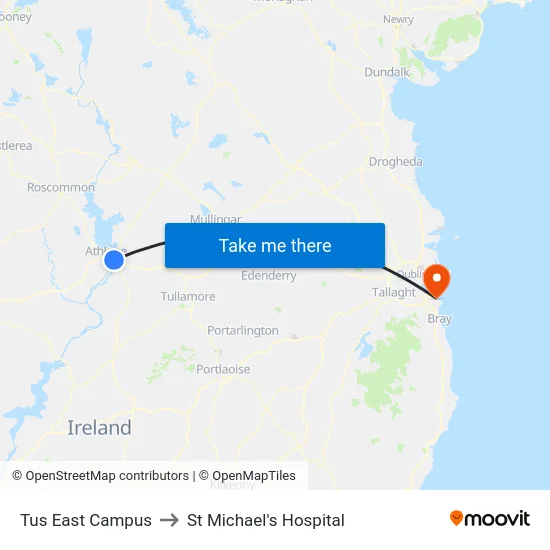 Tus East Campus to St Michael's Hospital map