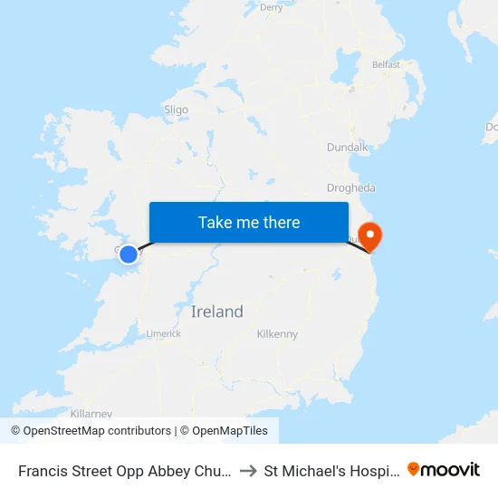 Francis Street Opp Abbey Church to St Michael's Hospital map