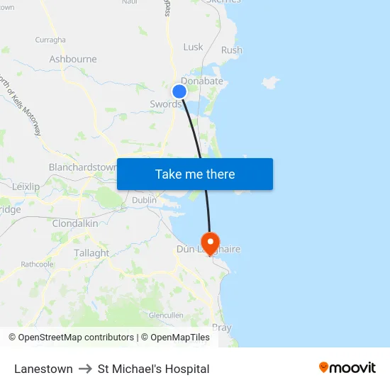Lanestown to St Michael's Hospital map