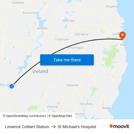 Limerick Colbert Station to St Michael's Hospital map