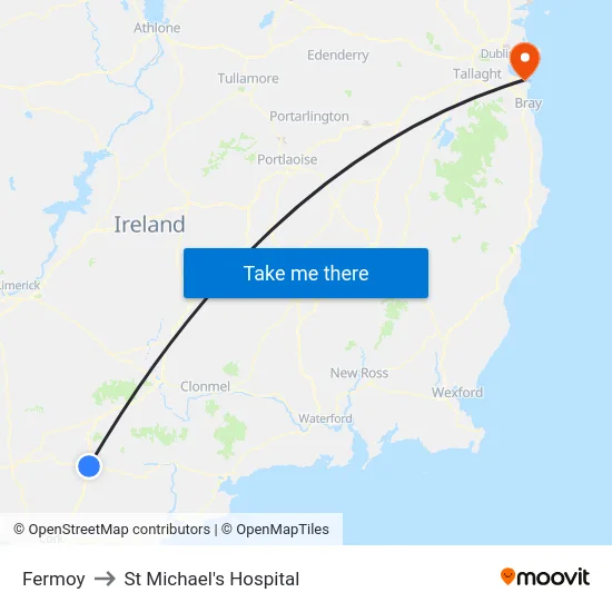 Fermoy to St Michael's Hospital map