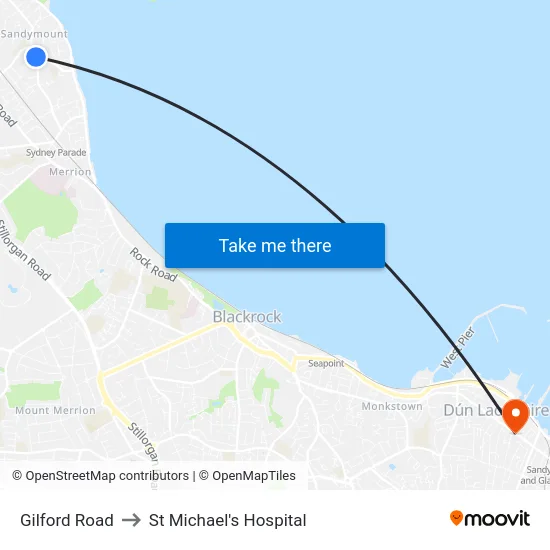 Gilford Road to St Michael's Hospital map