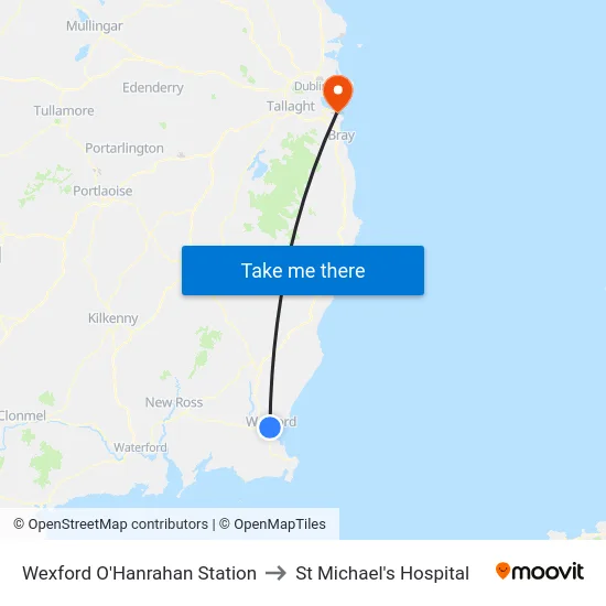 Wexford O'Hanrahan Station to St Michael's Hospital map