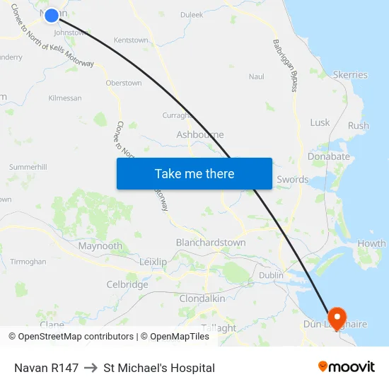 Navan R147 to St Michael's Hospital map