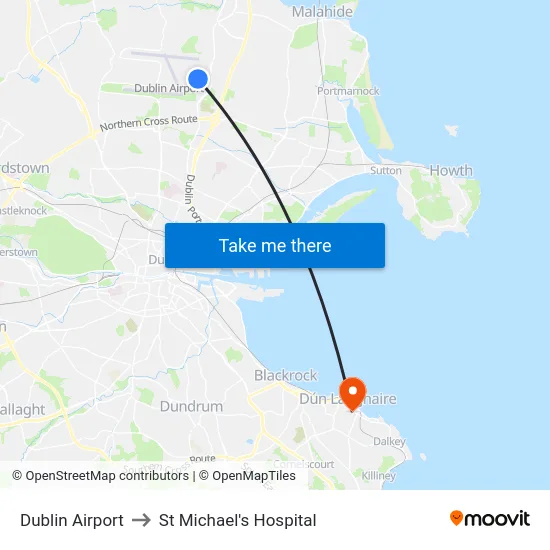 Dublin Airport to St Michael's Hospital map