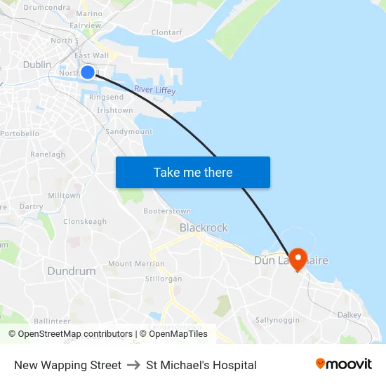 New Wapping Street to St Michael's Hospital map