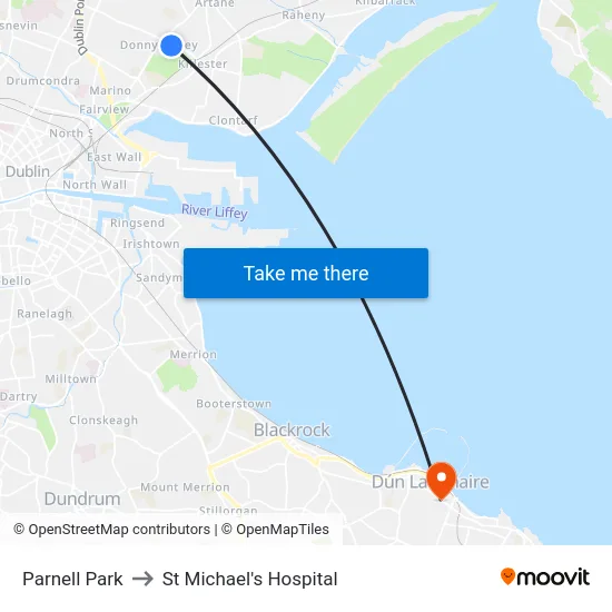 Parnell Park to St Michael's Hospital map