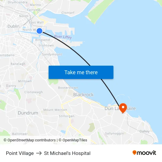 Point Village to St Michael's Hospital map