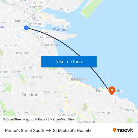 Prince's Street South to St Michael's Hospital map