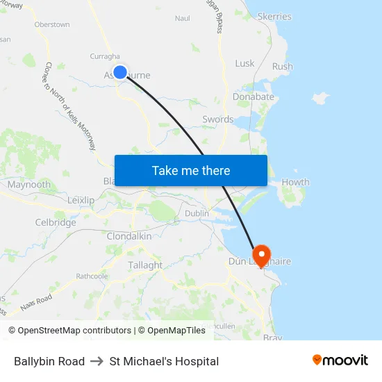 Ballybin Road to St Michael's Hospital map
