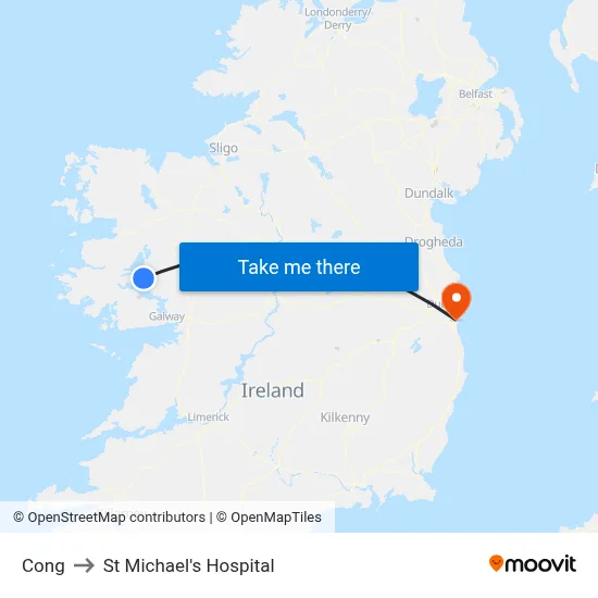 Cong to St Michael's Hospital map