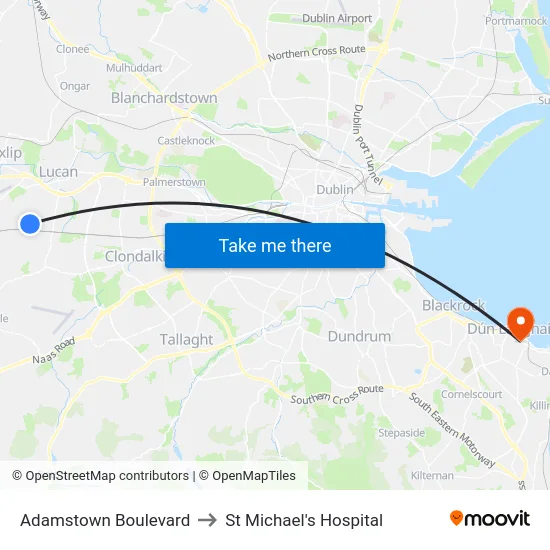 Adamstown Boulevard to St Michael's Hospital map