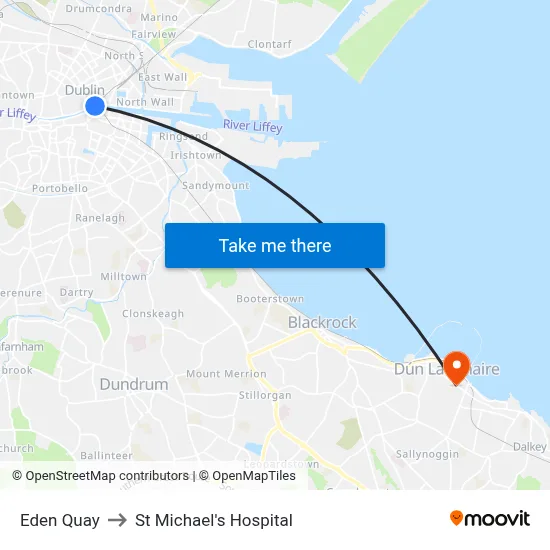 Eden Quay to St Michael's Hospital map
