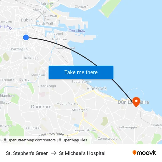 St. Stephen's Green to St Michael's Hospital map