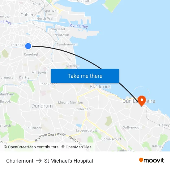 Charlemont to St Michael's Hospital map