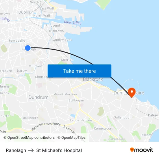 Ranelagh to St Michael's Hospital map