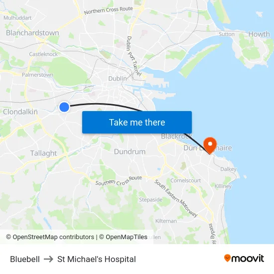 Bluebell to St Michael's Hospital map