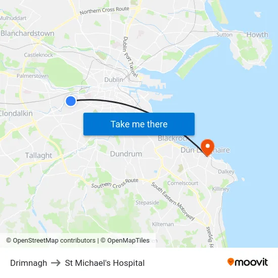 Drimnagh to St Michael's Hospital map