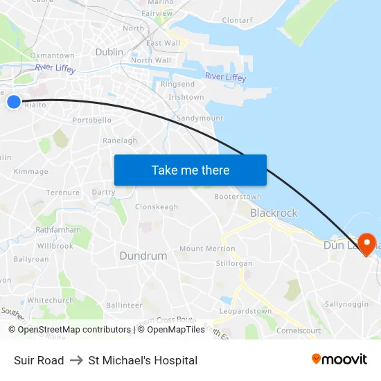 Suir Road to St Michael's Hospital map