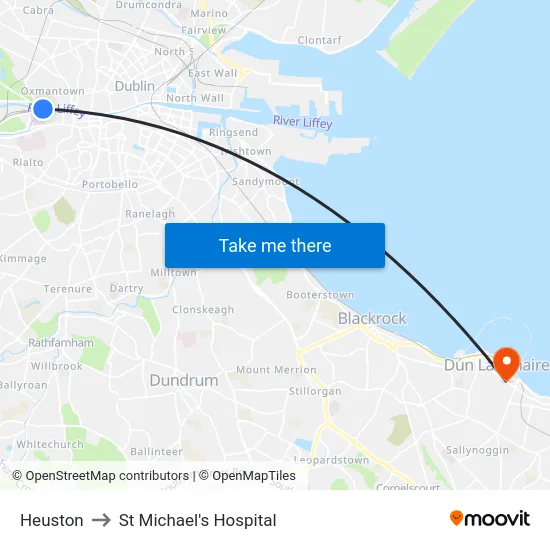 Heuston to St Michael's Hospital map