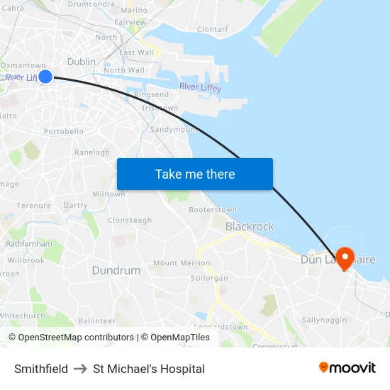 Smithfield to St Michael's Hospital map