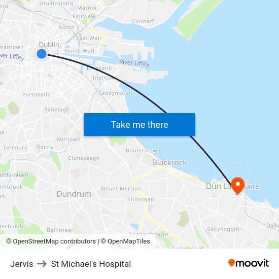 Jervis to St Michael's Hospital map