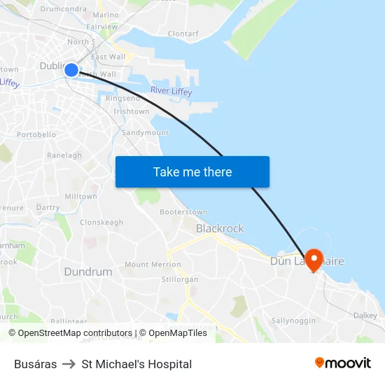 Busáras to St Michael's Hospital map