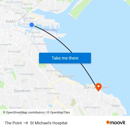 The Point to St Michael's Hospital map