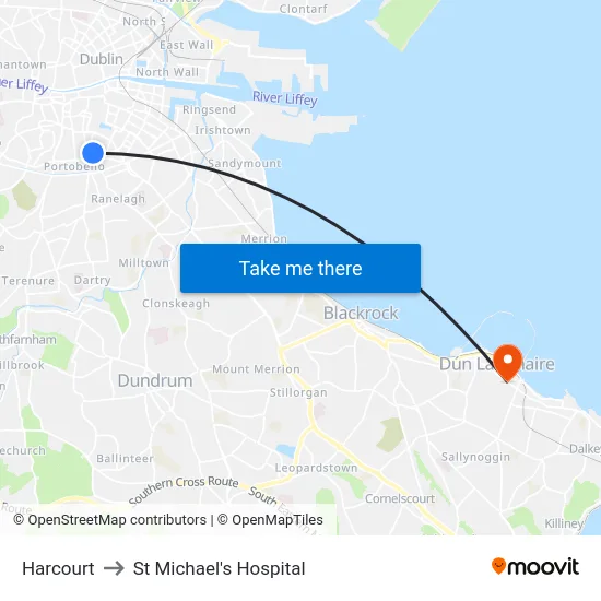 Harcourt to St Michael's Hospital map