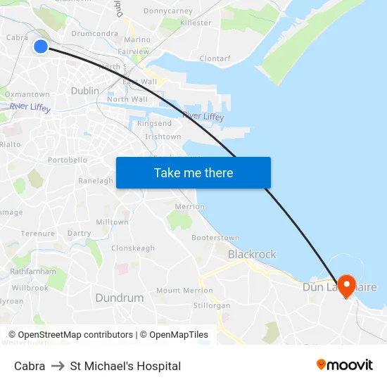 Cabra to St Michael's Hospital map