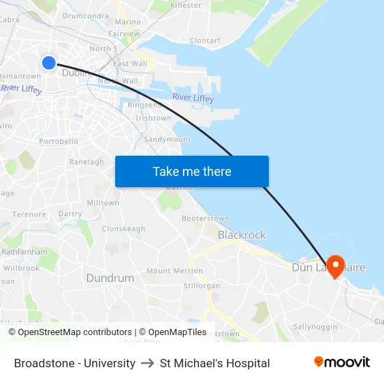 Broadstone - University to St Michael's Hospital map
