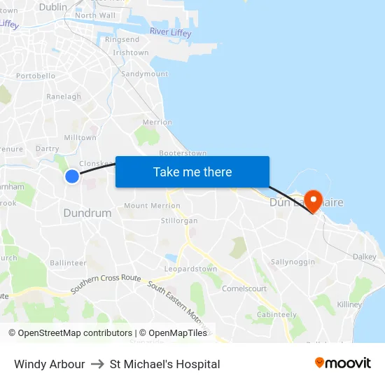 Windy Arbour to St Michael's Hospital map