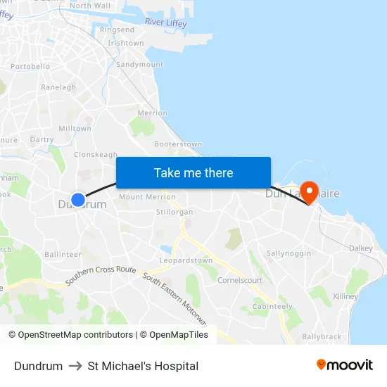 Dundrum to St Michael's Hospital map
