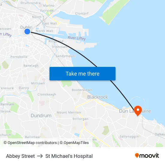 Abbey Street to St Michael's Hospital map
