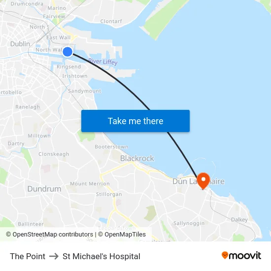 The Point to St Michael's Hospital map