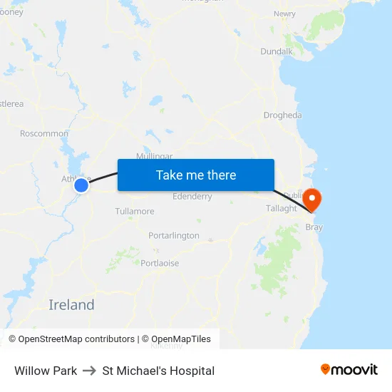 Willow Park to St Michael's Hospital map