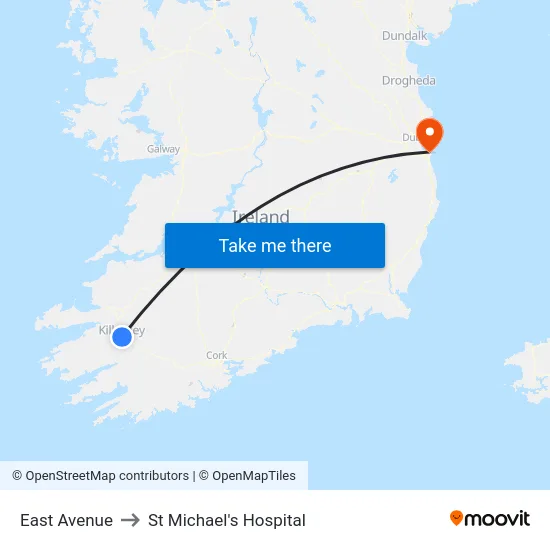 East Avenue to St Michael's Hospital map