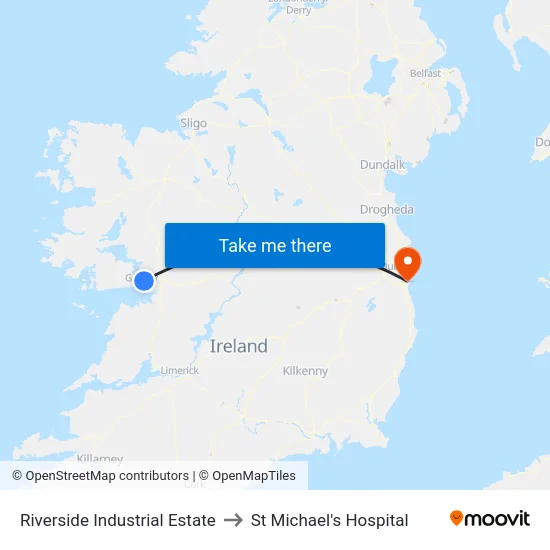 Riverside Industrial Estate to St Michael's Hospital map