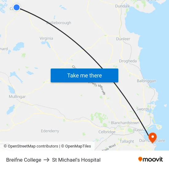 Breifne College to St Michael's Hospital map