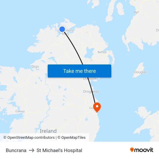 Buncrana to St Michael's Hospital map