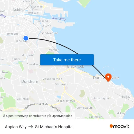 Appian Way to St Michael's Hospital map