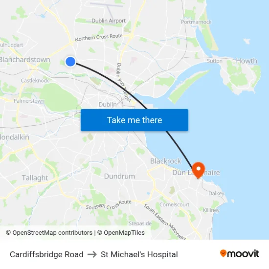 Cardiffsbridge Road to St Michael's Hospital map