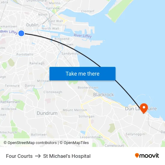 Four Courts to St Michael's Hospital map
