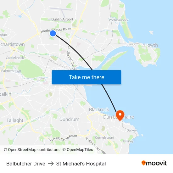 Balbutcher Drive to St Michael's Hospital map
