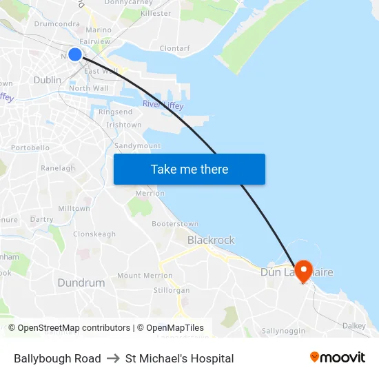 Ballybough Road to St Michael's Hospital map