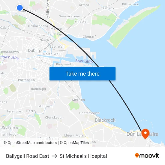 Ballygall Road East to St Michael's Hospital map
