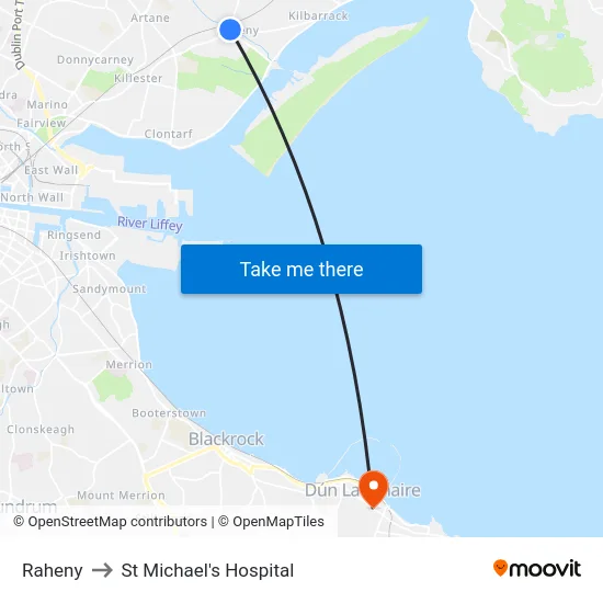 Raheny to St Michael's Hospital map